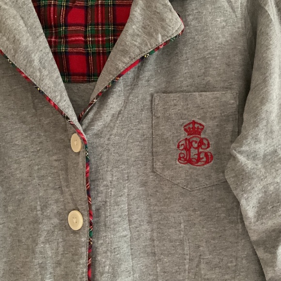 RALPH LAUREN Cotton Light Grey Long Sleeve Pajamas Woman Set Size US L - Picture 3 of 10